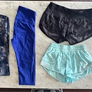 Black and Blue Athletic Shorts and Leggings